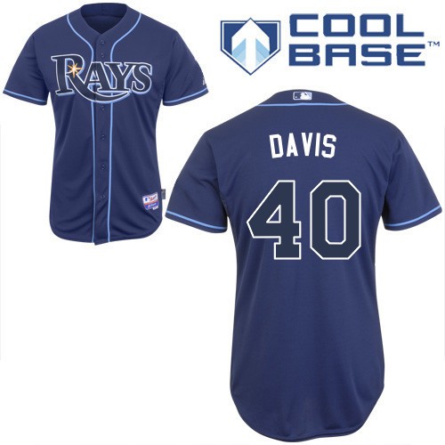 80% Discount Tampa Bay Rays 40 Wade Davis Dark Blue Cool Base MLB Jersey Baseball MLB Jerseys